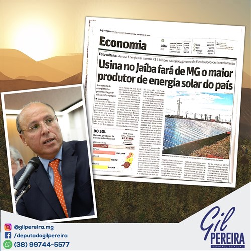 NORTE DE MINAS: Usina em Jaíba tornará Minas o maior produtor de energia solar do Brasil NORTE DE MINAS: Usina em Jaíba tornará Minas o maior produtor de energia solar do Brasil